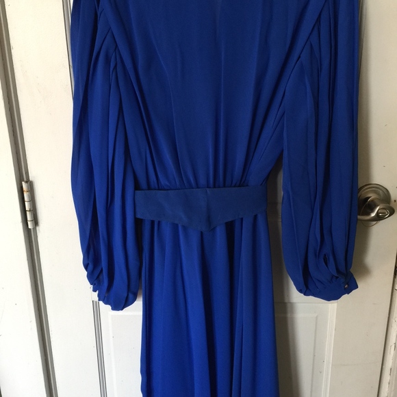 1970s ZiZi by Barbara Chodos Blue Poly Dress - Picture 6 of 8